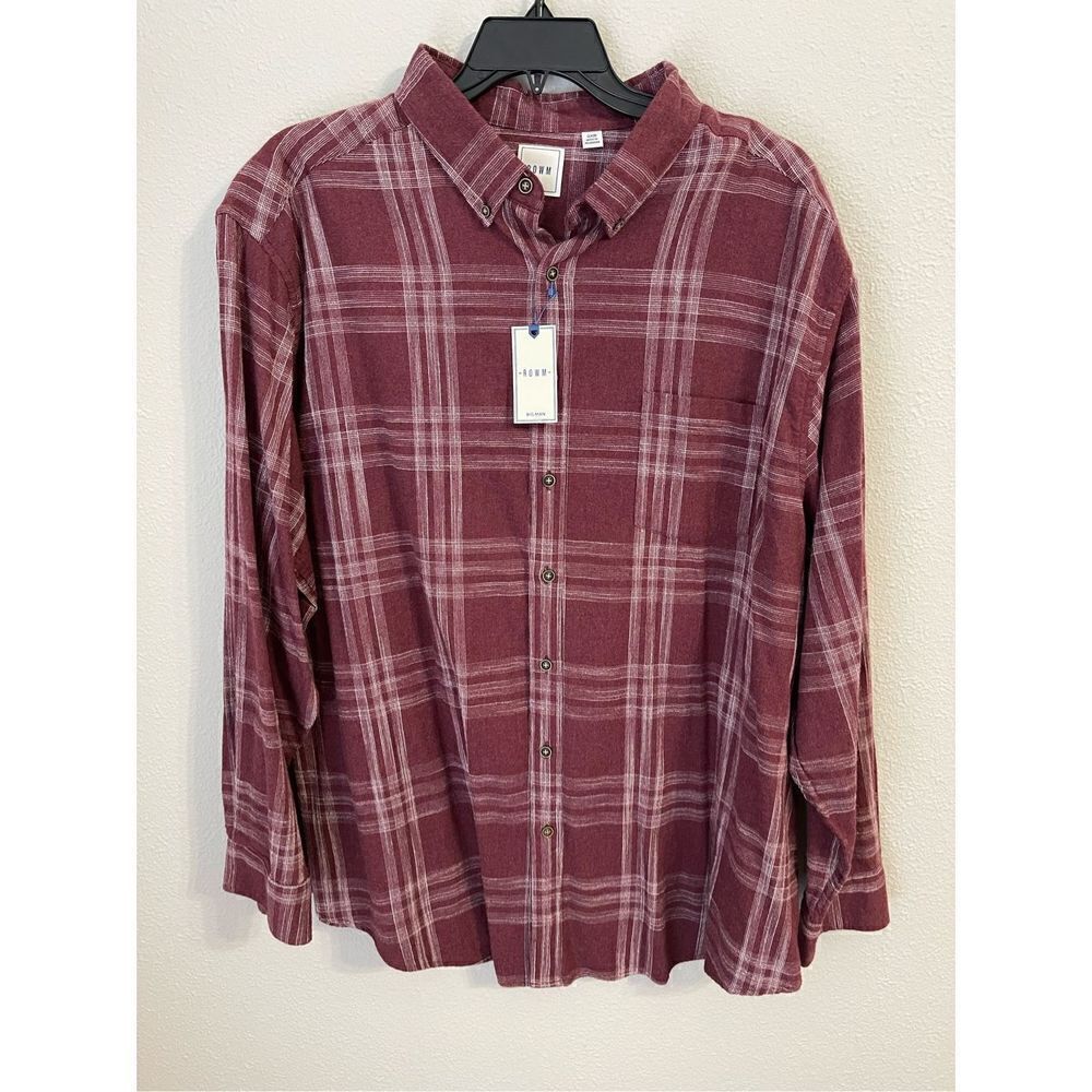 ❤️Mens Big Plaid Long Sleeve Button Down 3XB